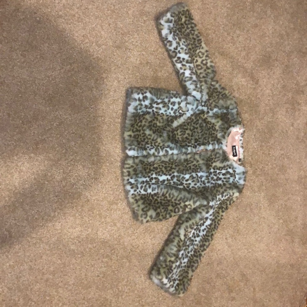 Faux fur animal print coat